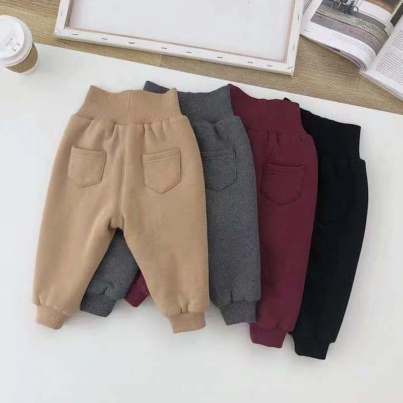 

2019 fashion Loose Winter Girls Pants High Waist Plus Velvet Leggings Warm Pants Cotton Baby Girls Leggings Pants Trousers