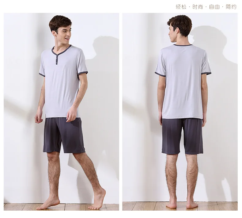 Curta Sleepwear Homens Salão Conjuntos de Pijama