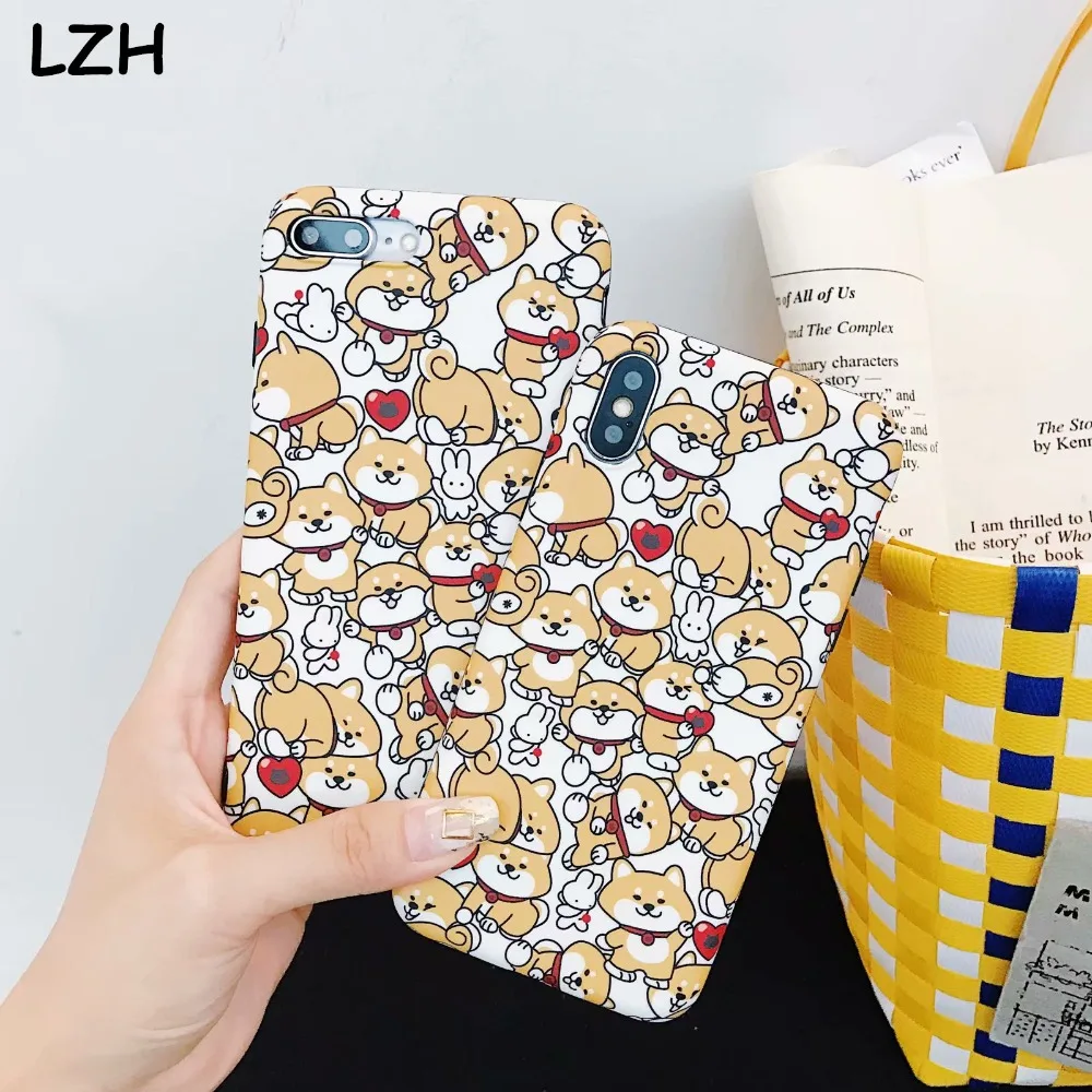 

Cute Cartoon Shiba Inu Dog Phone Case for Apple iPhone XR XS X 6 6S 7 8 Plus IMD Japanese Puppy Soft TPU Cover for iPhone XS Max