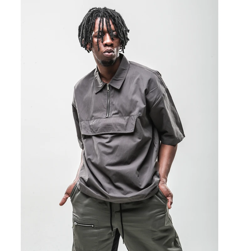 

High Street 2019 Spring Summer Harajuku Oversize T Shirt Men Loose T-shirt Casual Short Sleve Pockets Tee