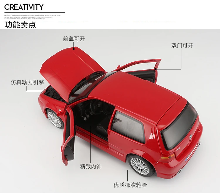 1:24 Volkswagen Golf R32 модель автомобиля из сплава Игрушечная модель автомобиля для украшения подарка