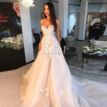 Encantadores vestidos de novia champán con apliques de marfil 2020 escote corazón hombros descubiertos vestidos de novia corsé espalda vestido de novia