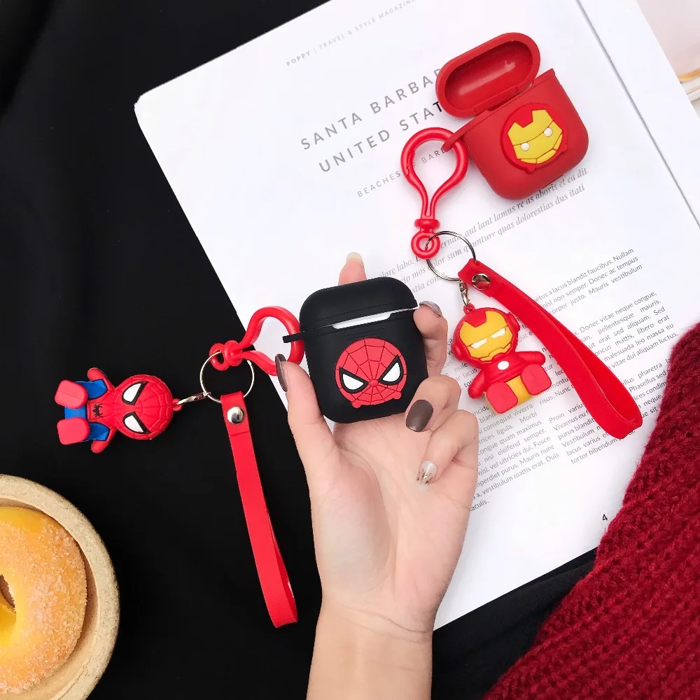 

Fashion Spiderman Iron Man Doll Holder Soft Silicone Case For Apple Airpod Shockproof Cover For Apple AirPods 2 Earphone Cases