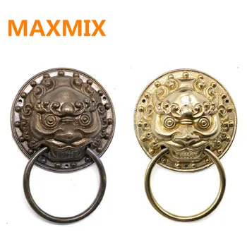 

95mm Chinese antique door ring handle Beast Lion Tiger head Door handle Wooden door handle handle copper pull ring