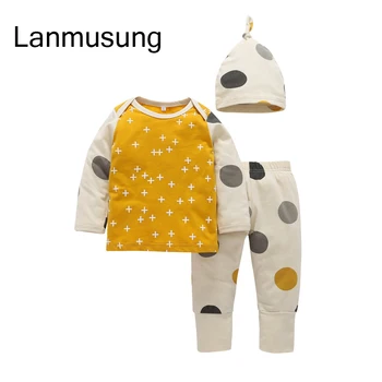 

baby romper 3pieces/set newborn clothes roupa baby season Long Sleeve blouse printed pants Hat Newborn Set children clothing