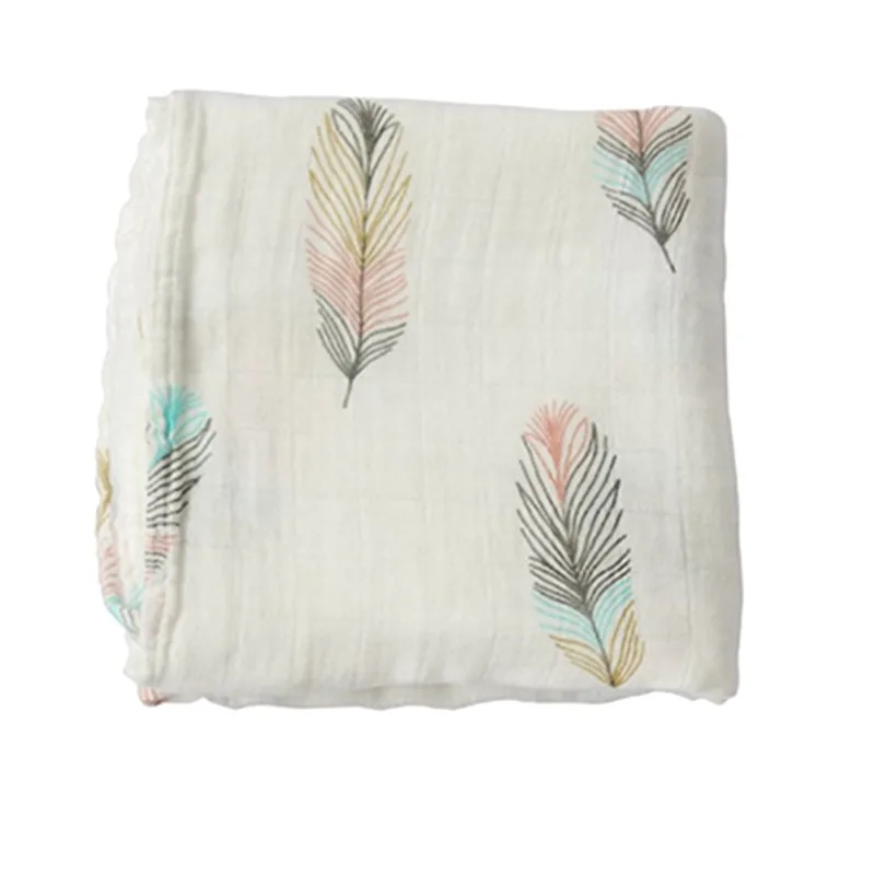 cheap 2017 Autumn Quality Baby Swaddle Newborn Lovely Blanket Bath Towel Bed Sheet Wrap Bamboo Cartoon feather Printing cotton S2