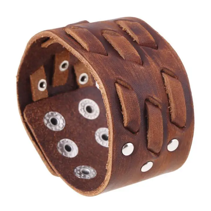 Vintage Braided Wide Genuine Leather Cuff Bracelet Punk Rock Weave Charm Fashion Adjustable Bangle Wrap Retro Wristbands Jewelry | Украшения