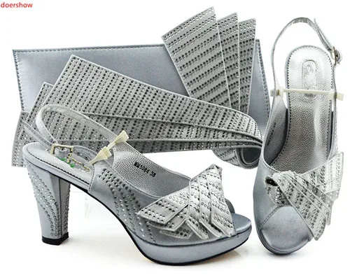 

doershow New Arrival Ladies Italian Shoes and Bag Set Decorated with Rhinestone Italian Shoes with Matching Bag for lady!SLN1-28
