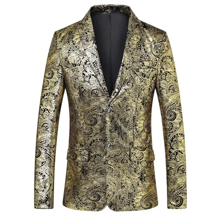 

Business Leisure Gold Mens Suits Tuxedos Wedding Suits for Men Plus size Mens Blazer Jacket Stage Fashion Casaco masculino