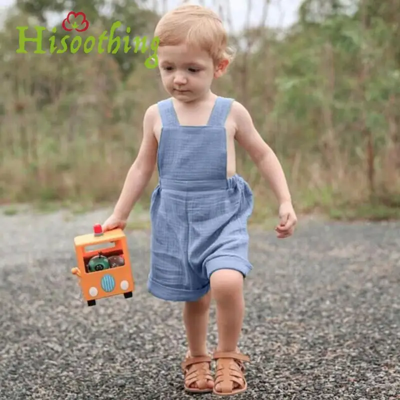 Summer Cotton Baby Overalls Blue Brief Style All Match Kids Overalls