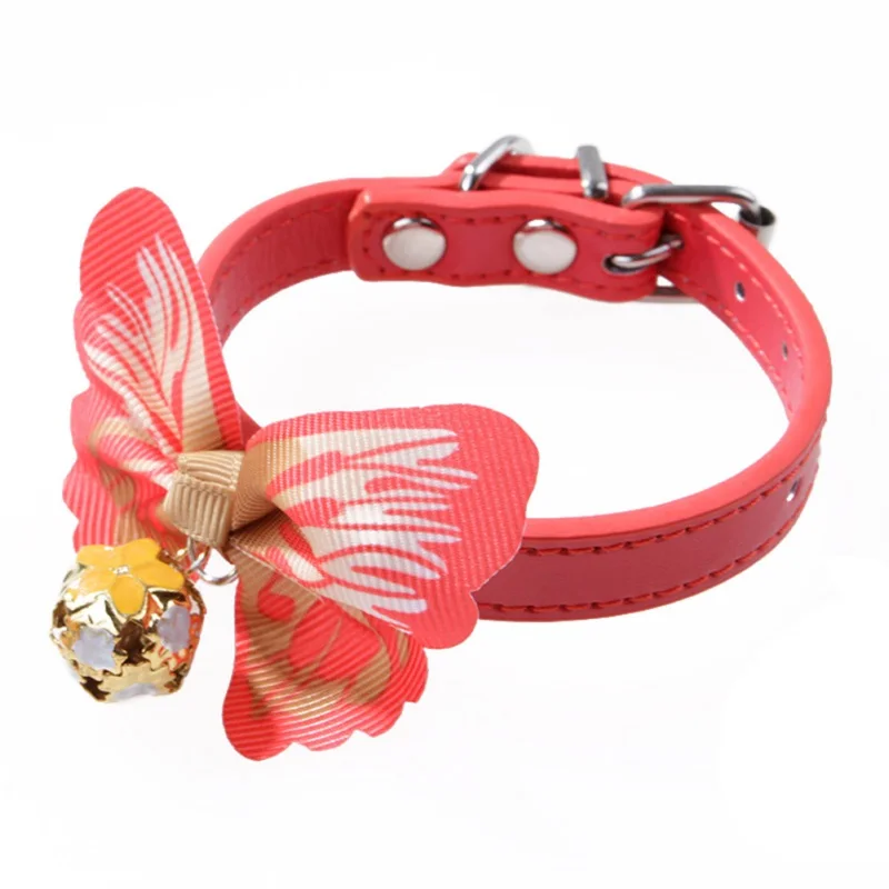 Buy 1New Adjustable Dog Collar With Bell Bow PU Dog