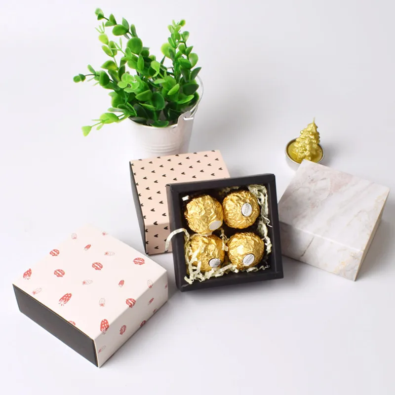 10 шт высококлассные квадратные выдвижные коробки для шоколада ко Дню Святого Валентина Подарочные коробки бумажные коробки для свадебной вечеринки банкета упаковки конфет