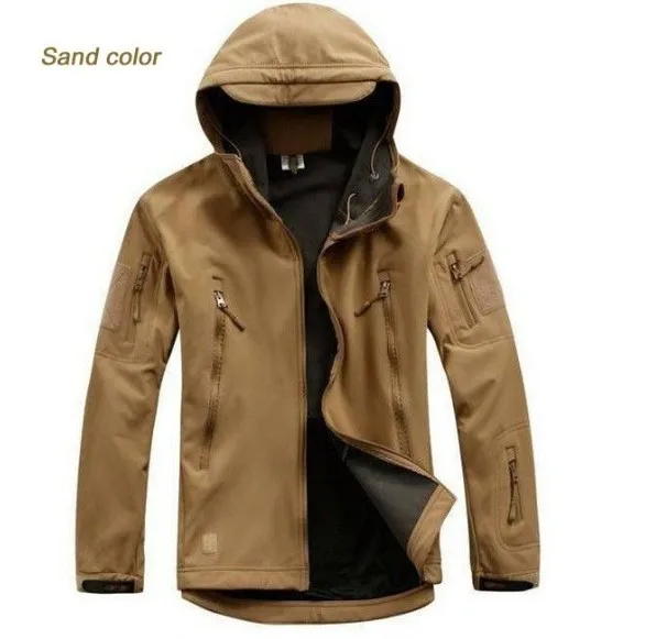 

Tan color promotion Men's Outdoor Hunting Camping Waterproof Coats Jacket Hoodie Soft Shell Jacket