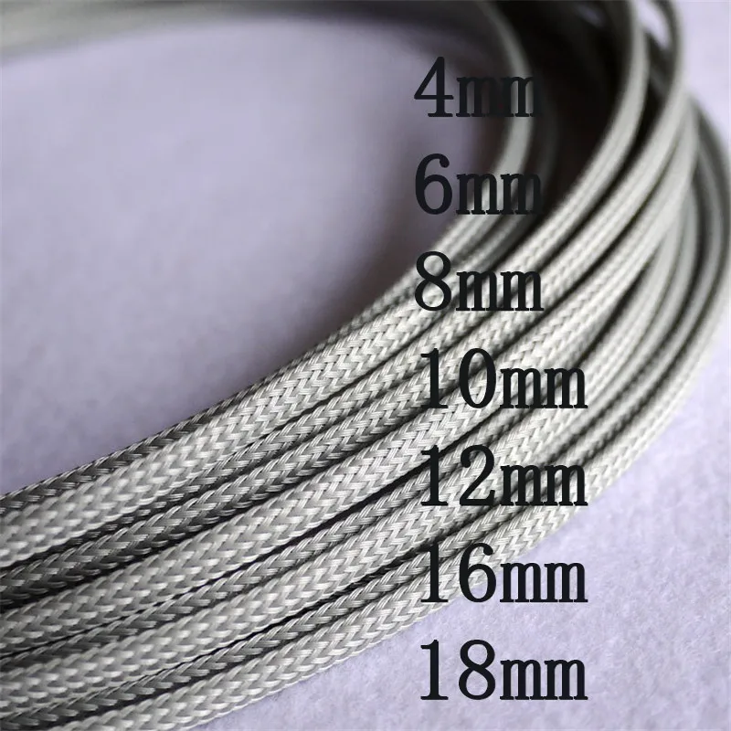 

gray-4 6 10 12 14 16 mm Braided PET Expandable Sleeving High Density Sheathing Plaited Cable Sleeves Fabric Vintage Lamp