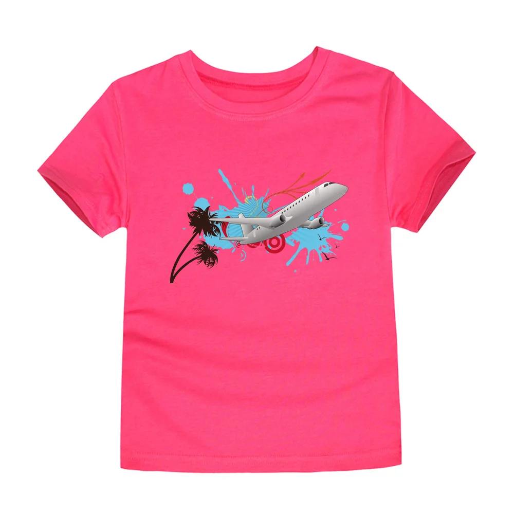 Новая летняя детская одежда футболки для мальчиков с героями мультфильмов одежда для девочек и мальчиков детская футболка авиационный самолет, топы, От 2 до 14 лет - Цвет: TTR1