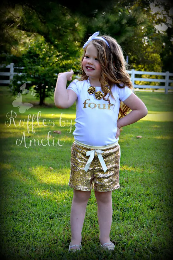 Girls PEACH Sparkle Sequin SHORTS girls birthday outfit girls sequin