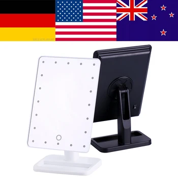 

20 LED Touch Screen Makeup Mirror Illuminated Stand Makeup Mirror With LED Light Bathroom Ahower Mirror vergroot spiegel
