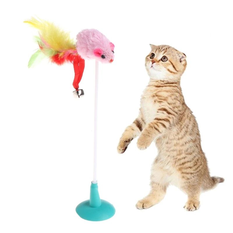 Красочная игрушка для кошек искусственная мышь с присоской чашки забавное кольцо для игры живой инструмент товары для животных
