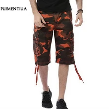 Pui мужские tiua летние мужские карго шорты Homme хлопковые свободные мульти-карманные камуфляжные с принтом мешковатая верхняя одежда хип-хоп военные шорты