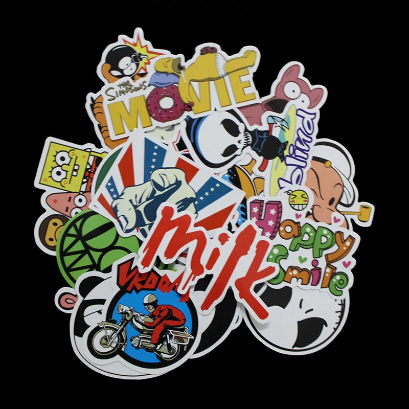 hot sell 10Pcs /Style C Pvc Waterproof Cartoon Style Funny Laptop Stickers For Laptop Skateboard Luggage Decal PC Sticker