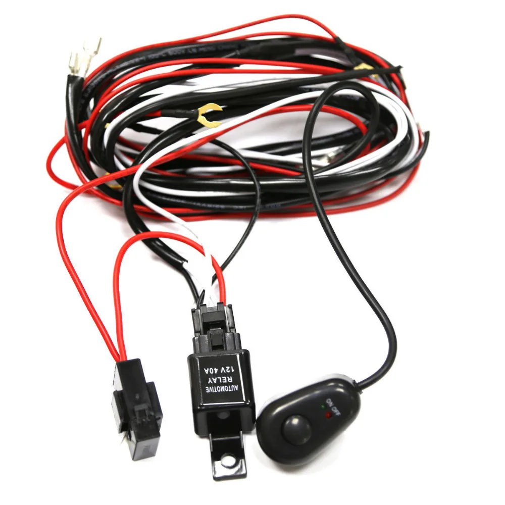 35w Wiring Harness Kit Line 40A 12V Switch Relay Harness For Two LED Light Bar (9)