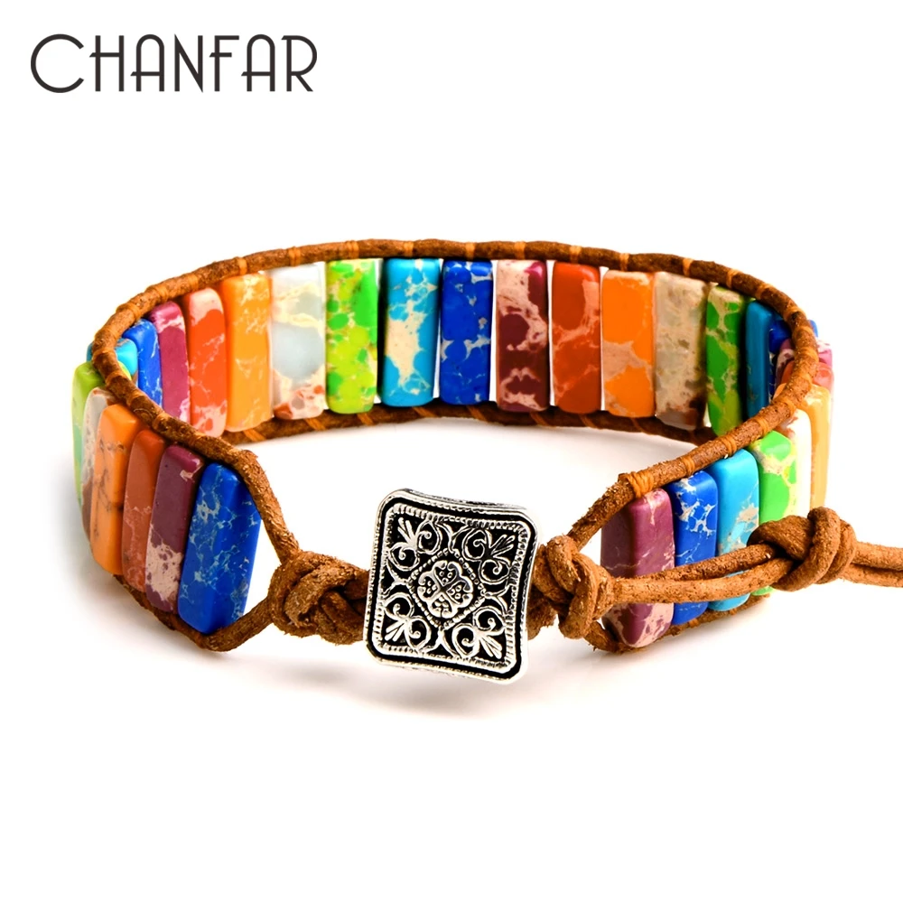 Chanfar 7 Chakra Bracelet Bohemia Handmade Natural Stone Tube Beads Genuine Leather Wrap Bracelet Yoga Couples Bracelets Chanfar 7 Chakra Bracelet Bohemia Handmade Natural Stone Tube Beads Genuine Leather Wrap Bracelet Yoga Couples Bracelets