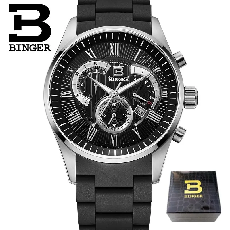 Free Shipping Wristwatches Men's Quartz Sport Utility Men Luxury Brand Automatic Chronograph Binger Military Watches Gift - Цвет: 05