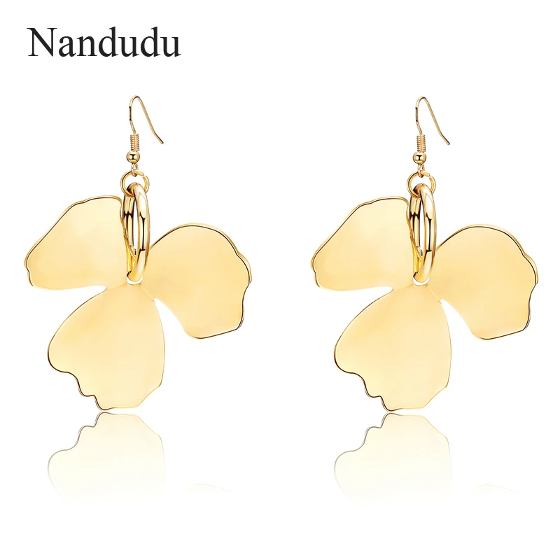 Nandudu большой золотой и серебряный цветок серьги для Для женщин мода