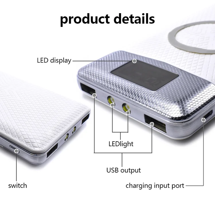 New Wireless Power Bank Dual USB 20000mAh Wireless Charger Powerbank External Portable with LED Light External Battery Pack