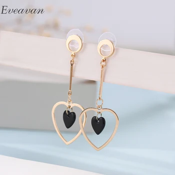 

EUEAVAN 5 Pairs Trendy Women Long Hollow Heart Drop Dangle Earrings Party Copper Jewelry Gift Rhodium/Gold Color