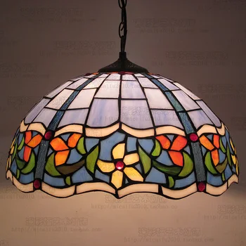 

16inch Tiffany Baroque Stained Glass Suspended Luminaire E27 110-240V Chain Pendant lights for Home Parlor Dining Room