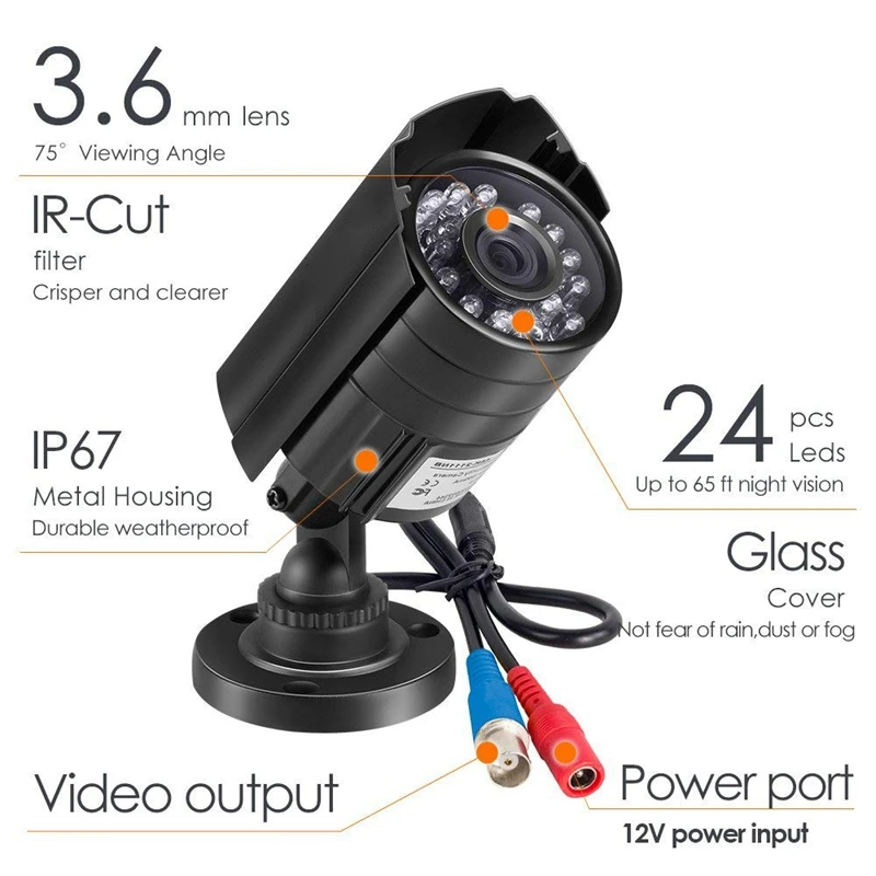 PUAroom 720P 4CH HD 1280TVL камера видеонаблюдения 24PCS IR LEDs система DVR Регистратор|Камеры