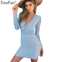 Forefair с v-образным вырезом и длинным рукавом открытой спиной кружевное платье 2018 новый летний Повседневное сексуальная Bodycon клуб Платье для вечеринки