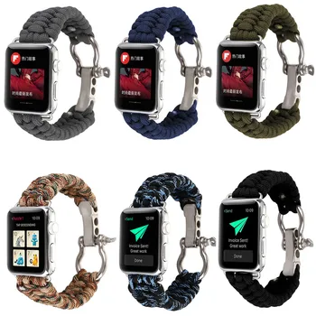 

Sports Replacement Bracelet for Apple Watch Band 42/44 38/40mm Outdoors Nylon Rope Metal Bolt Buckle Strap for Series 1 2 3 4 5