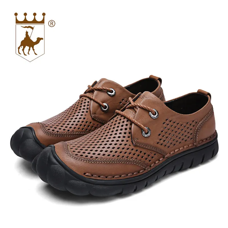 

BACKCAMEL 2018 New Leather Men's Shoes The First Layer of Leather Casual Outdoor Shoes Fast Drying Wear Dual-use High Quality