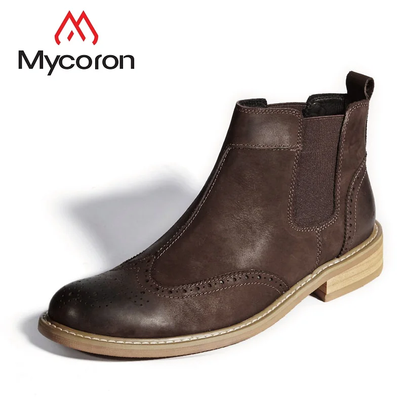 

MYCORON 2018 Men Boots Luxury Fashion Leather Boots Man Luxury Brand Fashion Handsome Comfortable Retro Leather Boots Man