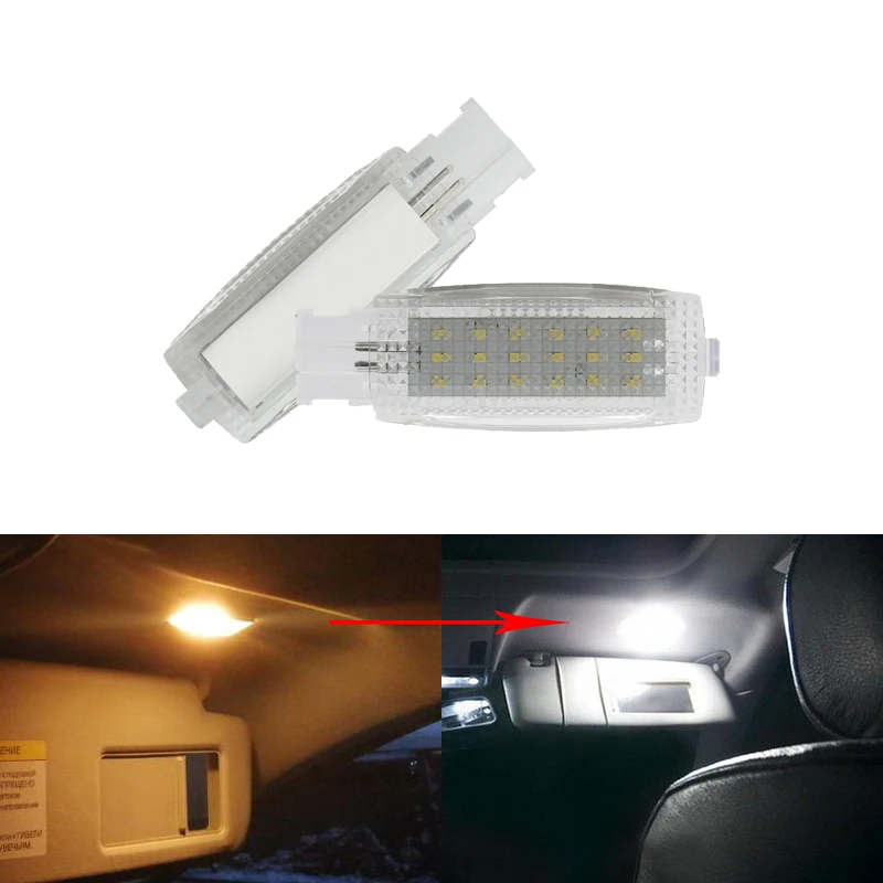 

2x White Car Interior Vanity Mirror Visor Reading Lamps For Golf 5 6 Plus EOS Passat SKODA Superb2 Scirocco For Seat Alhambra