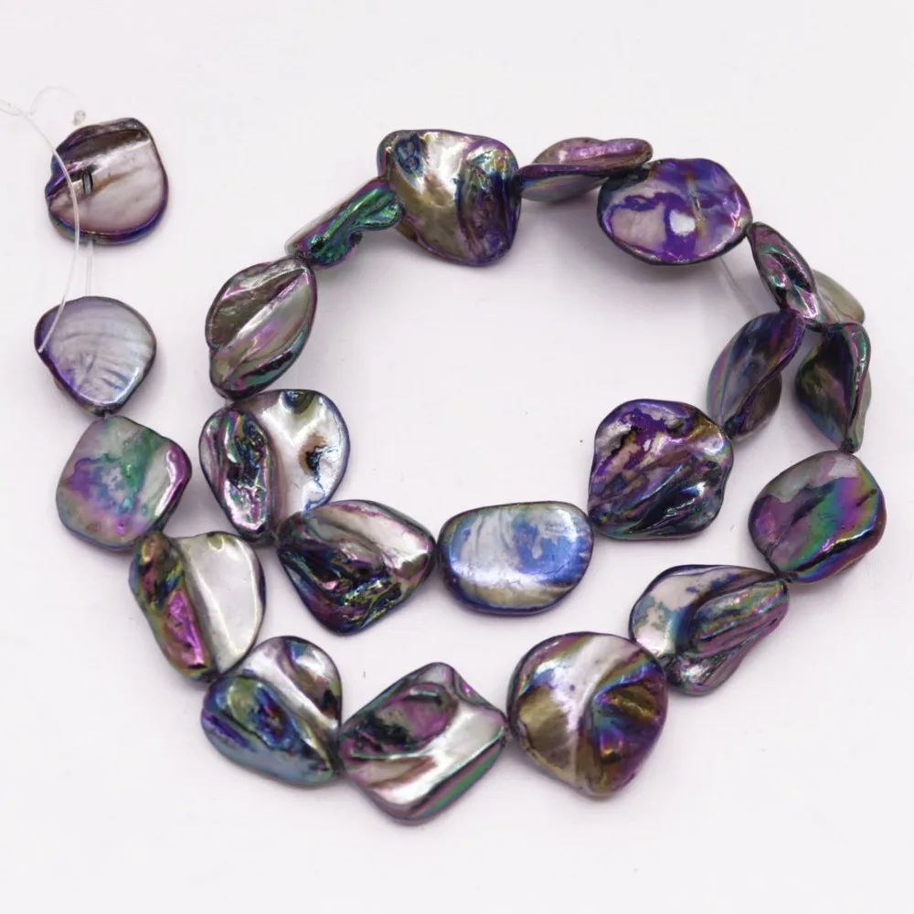 

15-20mm Rainbow Black Mother of Pearl Shell Loose Beads Jewelry Making 15 inches Long