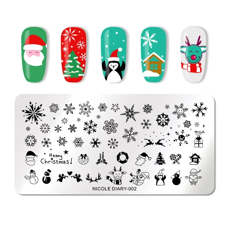 

NICOLE DIARY Nail Stamping Plate Overprint Winter DIY Polish Nail Art Stamp Templates Nail Stencils Transfer