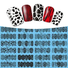 12 видов конструкций/лот Переводные картинки для Ногтей Горячая серия переводные наклейки для ногтей художественные наклейки Белый Черный Ретро Полное покрытие наклейки для ногтей набор BD25-36