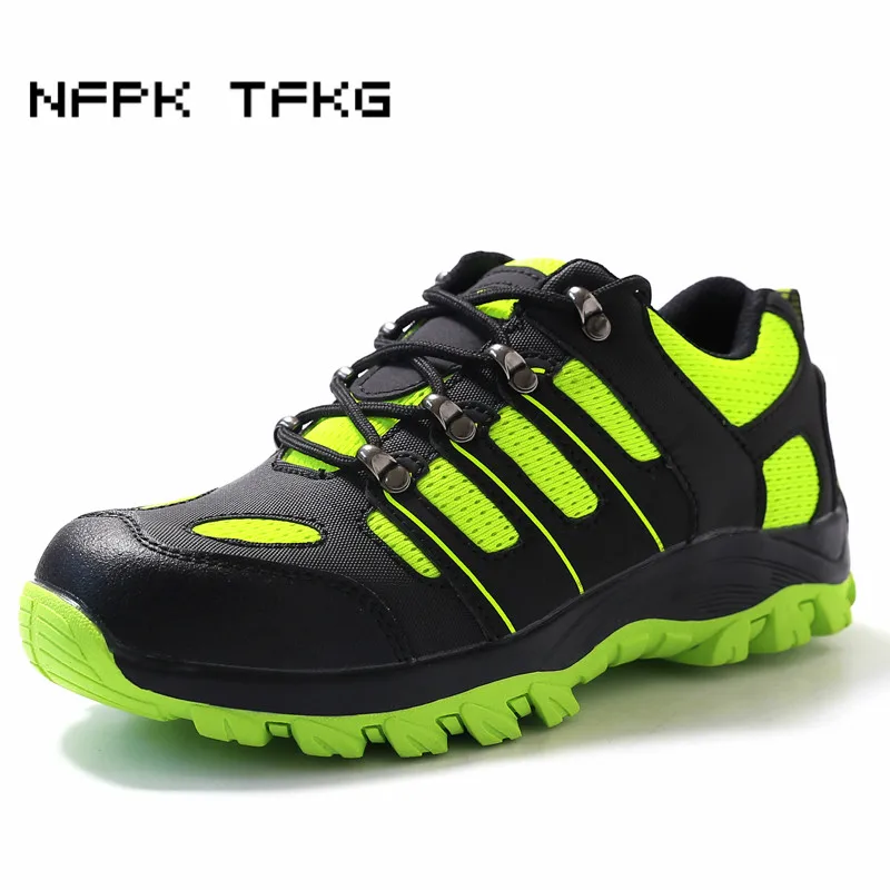 

large size women's fashion steel toe caps working safety shoes puncture proof lace-up tooling security boots protection comfort