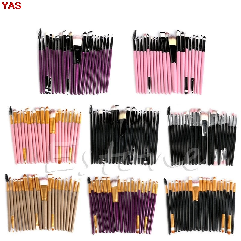

YAS 20 Pcs Pro Makeup Brushes Powder Foundation Eyeshadow Eyeliner Lip Cosmetic Set