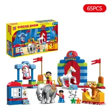 65pcs Circus Show Building Blocks Big Size Building Block Sets Classic Baby Educational Toys Brick Compatible With Legoed Duplo