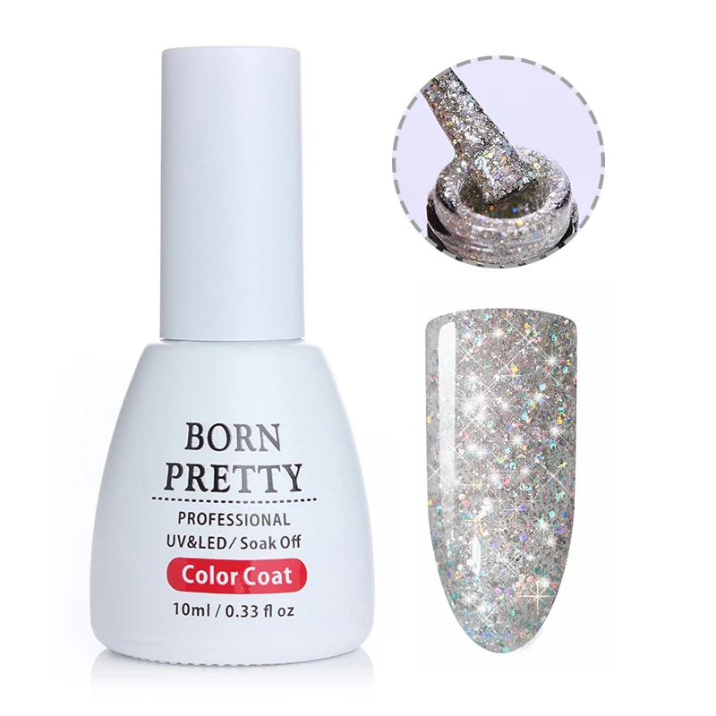 BORN PRETTY Platinum Gel Color Coat Chrome Nail Gel Polish 10ML Soak Off UV LED Nail Glitter Foil Color Gel Varnish