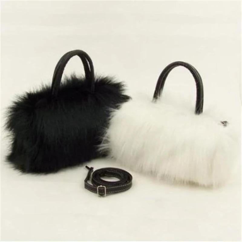 

New Women's Shoulder Messenger Hand Bag Small Fur Handbag Korean Messenger Fluffy Hair Cross Body Handbags Ladies Zipper Tide
