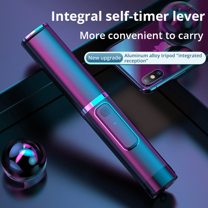 Comprar Trípode portátil integrado palo de Selfie soporte de teléfono oculto botón Bluetooth teléfono auto temporizador soporte de palanca para Xiaomi Huawei