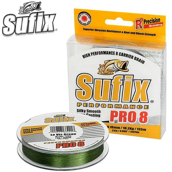 

Sufix Brand PERFORMANCE PRO 8 Super Strong 135M Green Braided Fishing Line 8 strands Smooth and Round Fish Wire for long Casting