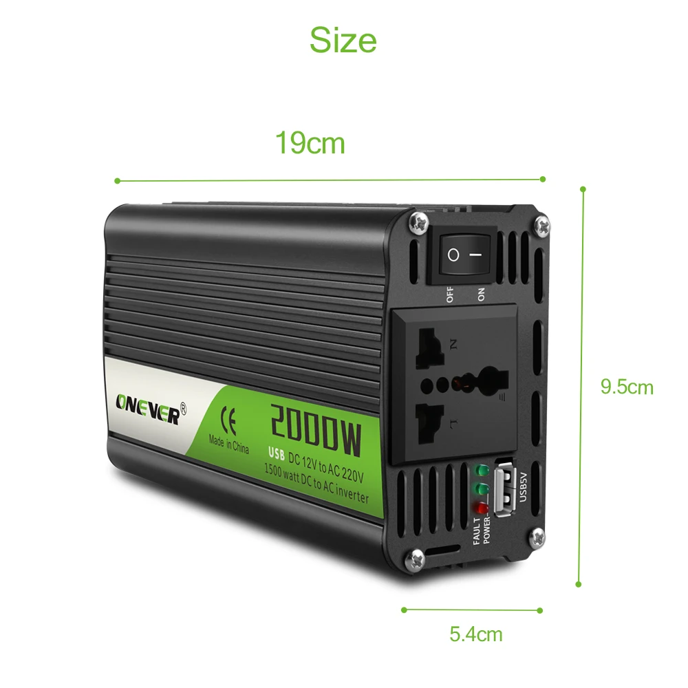 2000WCar инвертор 12 В 220 В инвертор постоянного тока в переменный 12 В до 220 В автомобильный преобразователь напряжения с USB Автомобильное зарядное устройство для зарядки ноутбука