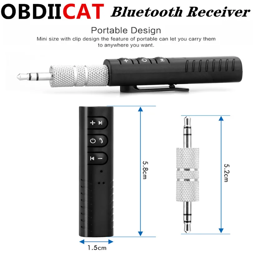OBDIICAT Bluetooth приемник автомобильный 3 5 мм музыкальный аудио Громкая связь вызов