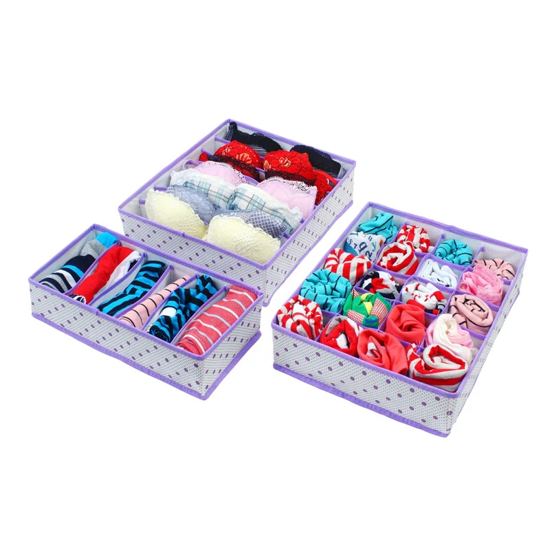 3PCS Collapsible Storage Boxes For Folding Closet Organizer Bra
